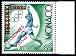 Monaco_1960_Yvert_522A-Scott_5f_football_red_overprint_m_US