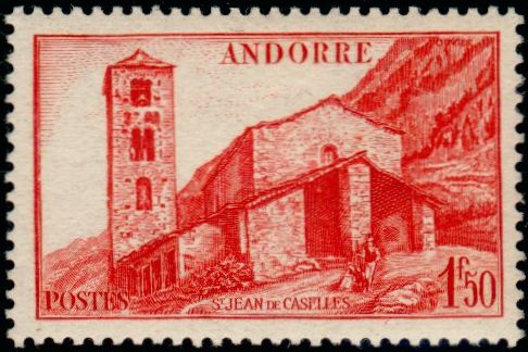 Andorra_1944_Yvert_102-Scott_87_1f50_Saint-Jean_de_Casellas_IS