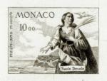 Monaco_1960_Yvert_PA78a-Scott_C58_unadopted_St_Devote_dark-brown_d_AP_detail