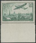 France_1936_Yvert_PA14a-Scott_C14_unissued_50f_small_f_green_plane_over_Paris_c_US