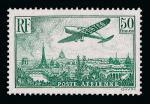 France_1936_Yvert_PA14a-Scott_C14_unissued_50f_small_f_green_plane_over_Paris_d_US