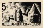France_1934_Yvert_392a-Scott_345_unadopted_5f_Carcassonne_black_ba_AP_detail