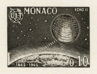 Monaco_1965_Yvert_665a-Scott_606_unadopted_Satellite_Echo_II_sepia_cb_AP_detail